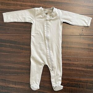 Monica + Andy Gray Organic Cotton Zip Footies